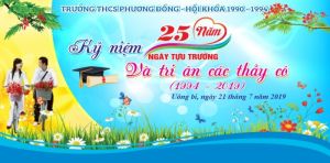 Tải file thiết kế phông nền market họp lớp 25 năm, Backdrop họp lớp đẹp