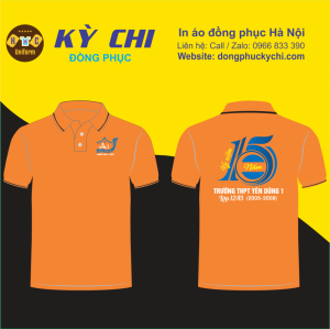 Mẫu áo đồng phục họp lớp màu cam kỷ niệm 15 năm ra trường THPT Yên Dũng